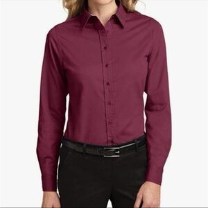 Women's Burgundy Button Down Shirt
